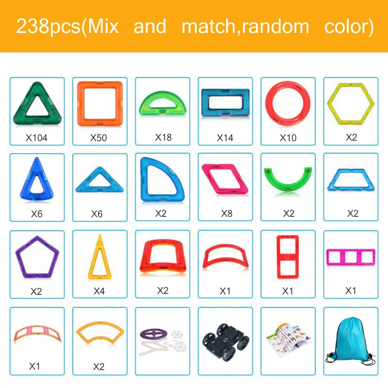 

238pcs Magnetic Block Contructor DIY Magnets Building Blocks Educational Magnetic Designer Magnet Toys For Children Gift