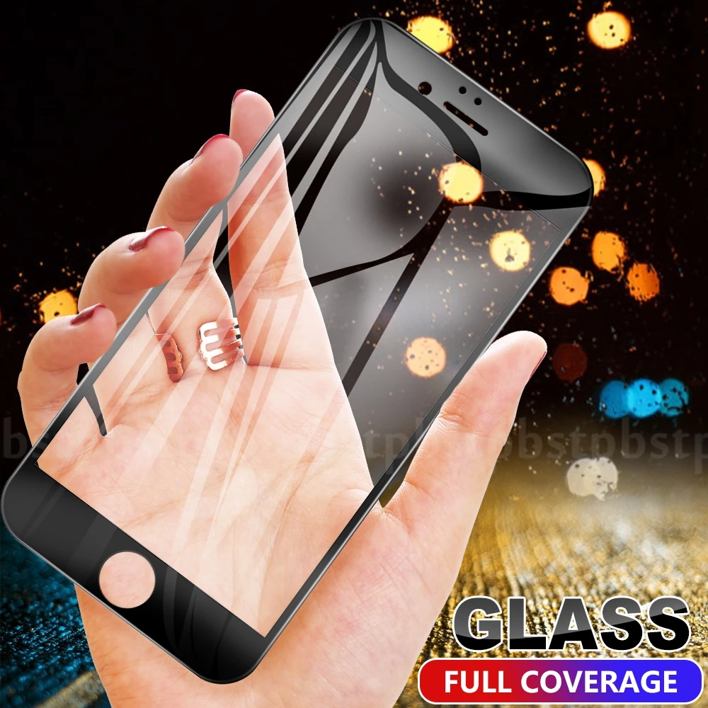 

3D 9H Full Cover Tempered Glass For iPhone X 8 7 6 6S Plus 5 5S SE Screen Protector Black Protective Toughened Glass Cover Films