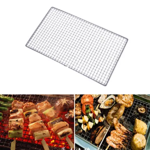 Stainless Steel Grill Net,BBQ Grill Stainless Steel Net Wire Mesh Camping Barbecue Outdoor Picnic Cooking