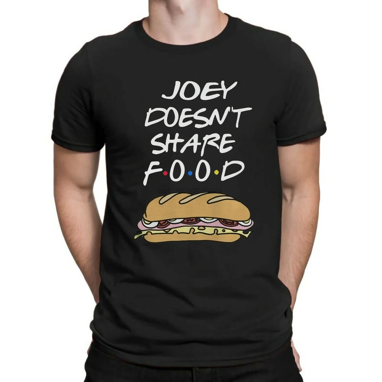 Мужская футболка с надписью Detoils obout Joey Don't Shore Food Friends TV Show Funny Hot Dog Pottern | одежда