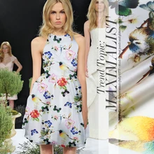 135 см Ширина шелковой органзы метр 14 мм печатный шелк ткань для платья хрустящее платье органза атласная ткань оптом шелковая ткань