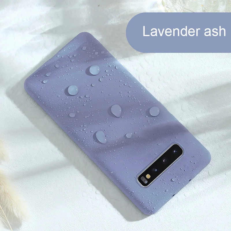 Lavender ash Роскошный жидкий силиконовый чехол для samsung Galaxy S7 Edge S8 S9 S10 Plus E Note 8 9 10 Pro, мягкая Противоударная задняя крышка для мобильного телефона - Цвет: Lavender ash