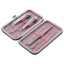 7 шт педикюр/Маникюрный набор кусачки для ногтей Очиститель кутикулы Уход Набор Чехол R3MF
