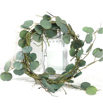 

Artificial Wreath Garland Plants Eucalyptus Circle Garden Wall Hanging Decor Front Door Indoor Wall Rattan Wedding Decoration