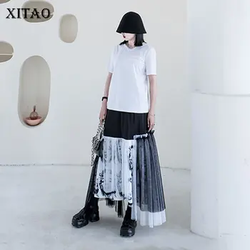 

XITAO Irregular Women Skirt Fashion New 2020 Summer Elegant Mesh Thin Goddess Fan Casual Style Loose Elastic Waist Skirt DZL1161