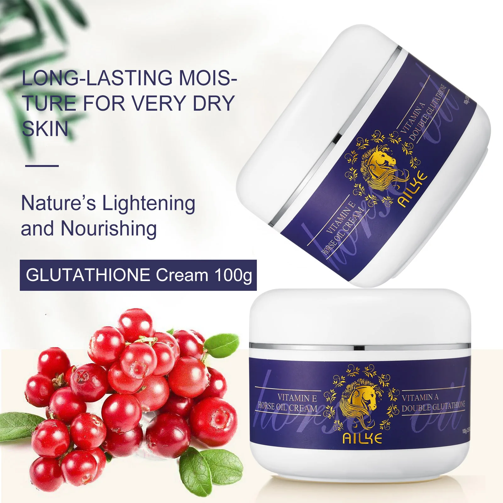 AILKE Nourishing Brightening Cream, For Body And Face Use, With Vitamin A And Glutathione, Repair Cracked Skin,100ML/3.5oz