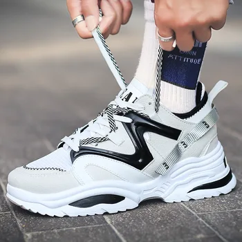 

2019 Summer Women Men Shoes Platform Sneakers Couple Lace-Up Sewing Wedges Lover Shoes for Women Zapatos Mujer