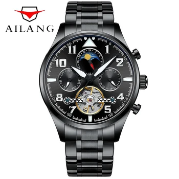 

AILANG Tourbillon Mechanical Watch Men Wrist Automatic Retro Watches Men Waterproof Black Full-Steel Watch Clock Montre Homme