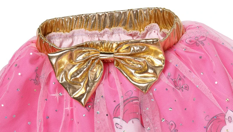 Милый рисунок единорога, юбки для девочек сетчатая юбка с золотым поясом подарки на день рождения, Рождественская вечеринка, Юбки принцессы пачка, одежда для детей от 3 до 8 лет