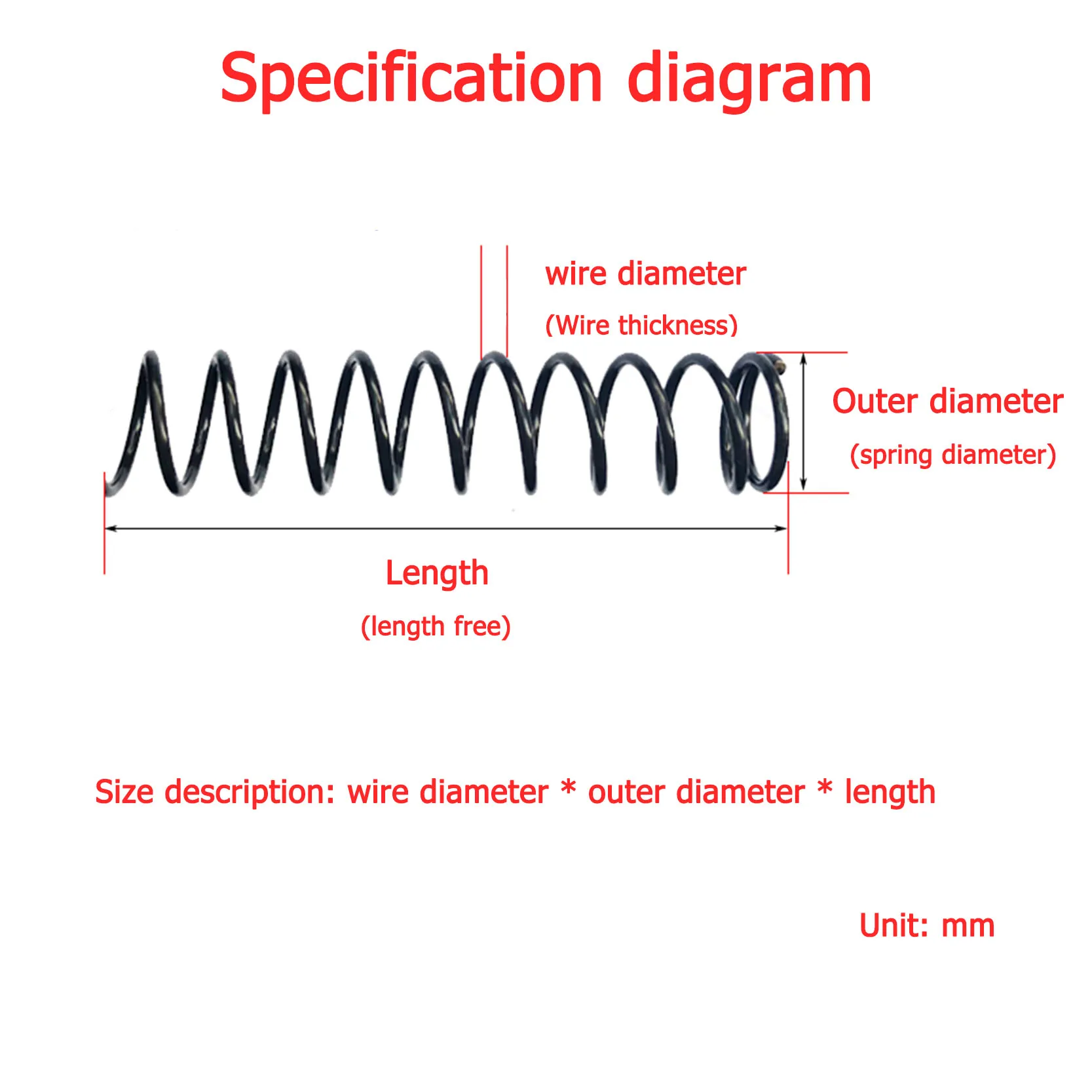 Y-type Compression Spring Steel Pressure Wire Diameter 0.4mm-0.9mm Length 300mm compression springs pressure springs