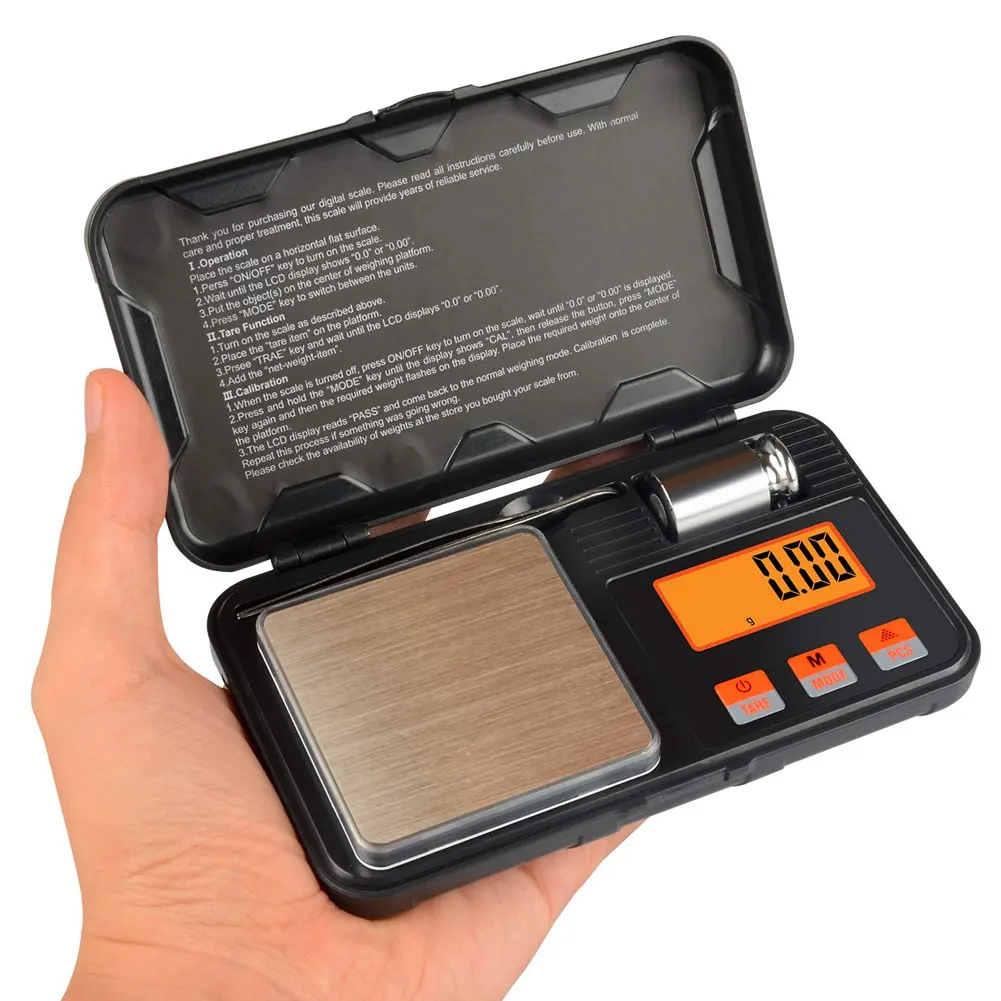 

Newest 200g / 0.01g Digital Pocket Scale 50g Calibration Weight with Tweezers Battery Include