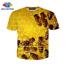 SONSPEE, пчелы, насекомое, hurajuku, 3D принт, мужская и женская футболка, унисекс, горячая Распродажа, модная спортивная уличная одежда с коротким рукавом и круглым вырезом XK18