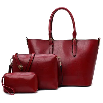 

High quality hand messenger leather casual composite bag stylish purse tote women classical lady shoulder bag set for women