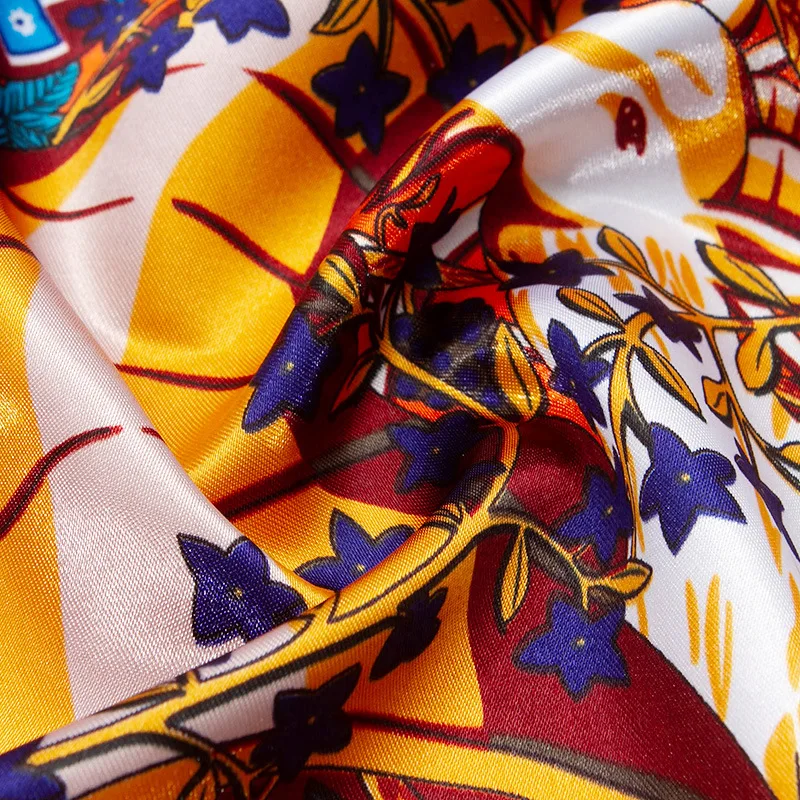 2023 New Printed Silk Stewardess Scarf Large Square Satin Scarf Shawl Exquisite and elegant women\'s accessories90cm*90cm