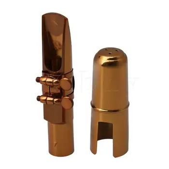 

Yibuy7 # Rose Gold B-flat Tenor Saxophone Mouthpiece with Mouthpiece Cap+Square Buckle