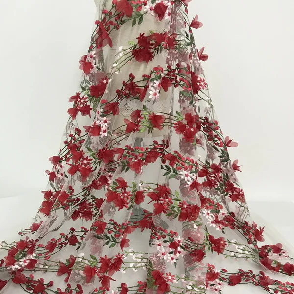 LASUI 1 ярд топ 3D Цветочная вышивка Сетка кружевная ткань свадебное платье юбка ручной работы diy кружевная ткань аксессуары X0608