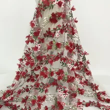 LASUI 1 ярд топ 3D Цветочная вышивка Сетка кружевная ткань свадебное платье юбка ручной работы diy кружевная ткань аксессуары X0608