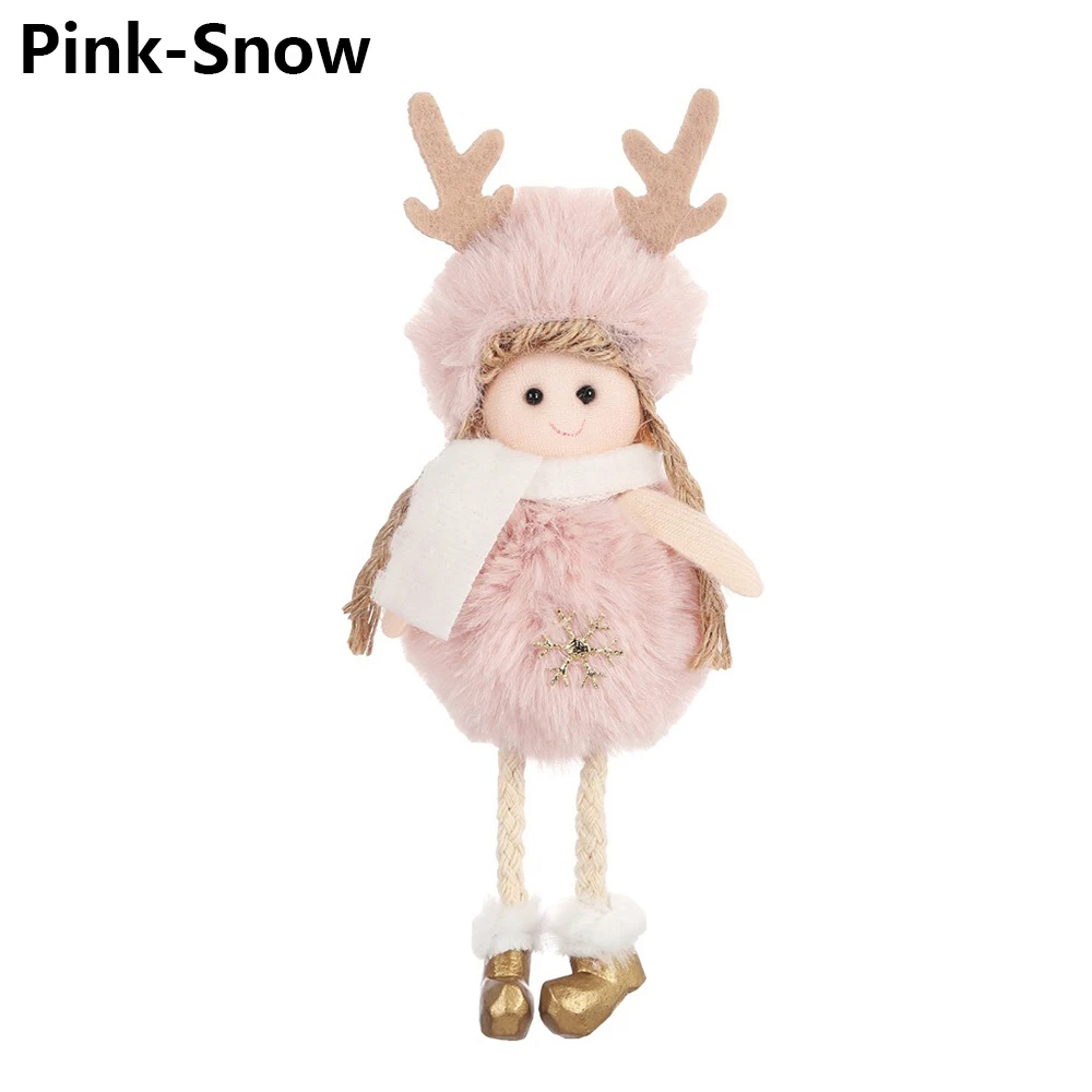 pink-snow Креативный Ангел плюшевая кукла игрушка Рождественская елка украшение висячий кулон рога девушка висячие украшения Рождественский домашний декор - Цвет: pink-snow