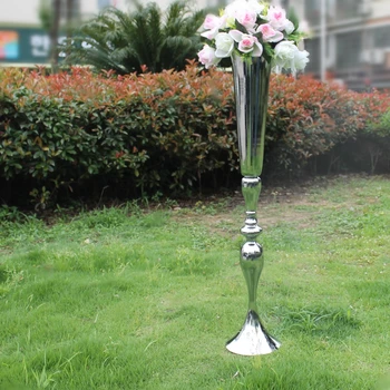 

90 CM Height Silver Metal Candle Holders Pillar Candle Stand Wedding Centerpieces Event Road Lead Flower Vase Rack wedding prop