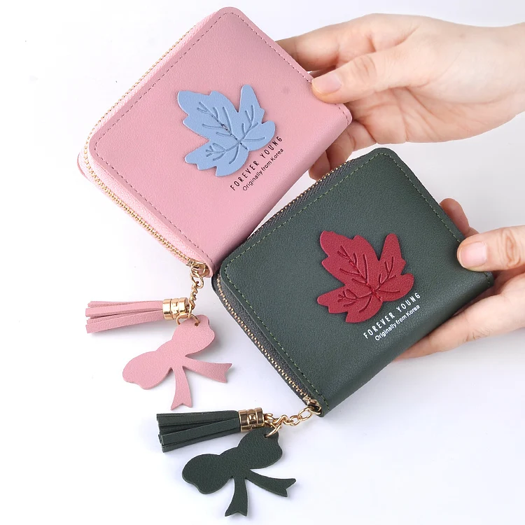 

Lady Wallets Leaves Design Giels Wallet Coin Purse Women Purses PU Leather Moneybag Cards ID Holder Billfold Dropshipping