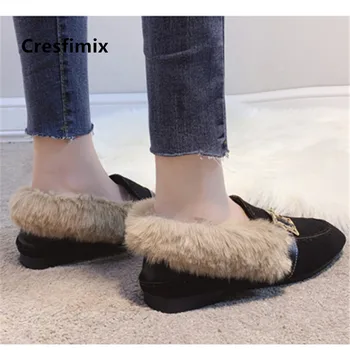 

Cresfimix Women Fashion High Quality Winter Warm Fur Flat Shoes Ladies Classic Comfortable Summer Loafers Chaussures Femme C9045