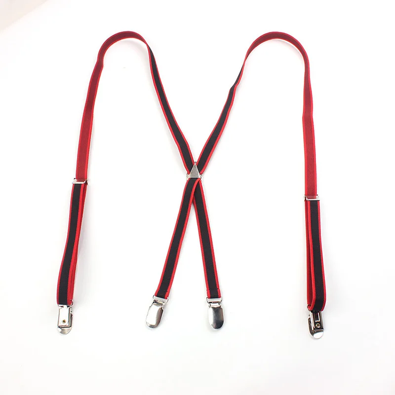 BlackRed Deepeel 1 шт. 1,5X108 см Полиэстеровая эластичная повязка ремень унисекс 4 клип X Тип регулируемые подтяжки юбка брюки подтяжки SP058 - Цвет: BlackRed