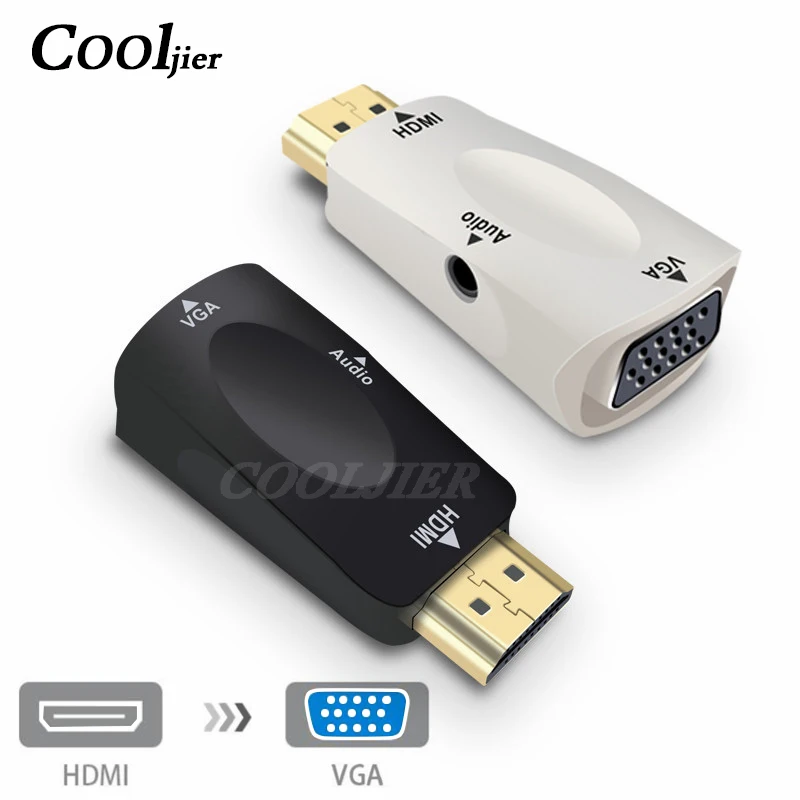  Adattatore da Hdmi a Vga Maschio a Femmina Hd 1080P Audio Convertitore di Cavo per Pc Tv Del Comput