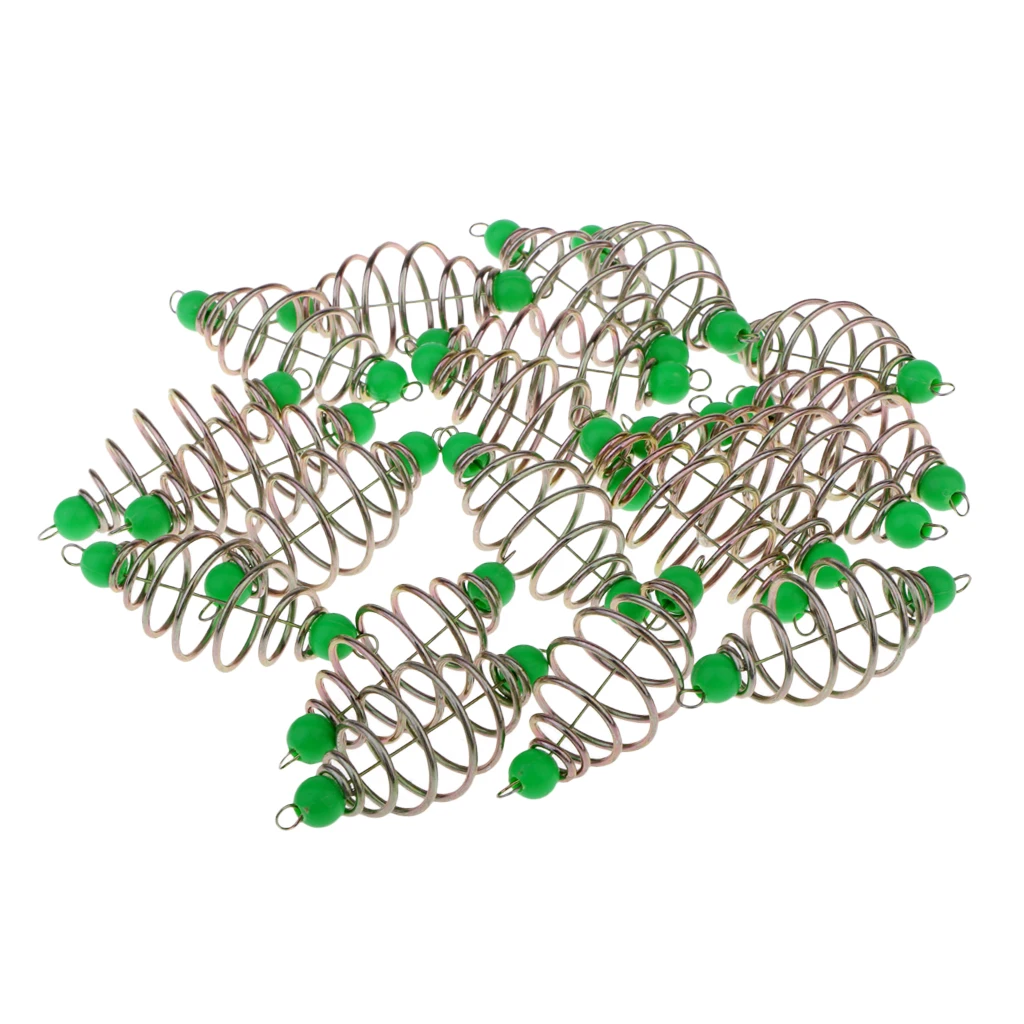 20pcs Spring/Coil Inline Fishing Feeders, Baits Cage Carp Fishing Tackle