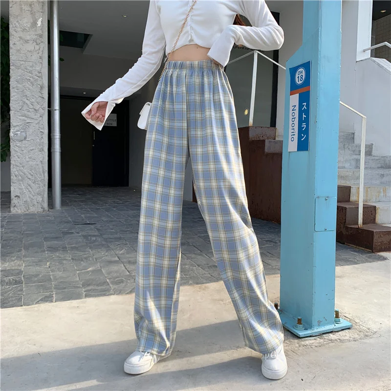 Wide Leg Plaid Pants 6 Colors - 9 - Kawaii Mix