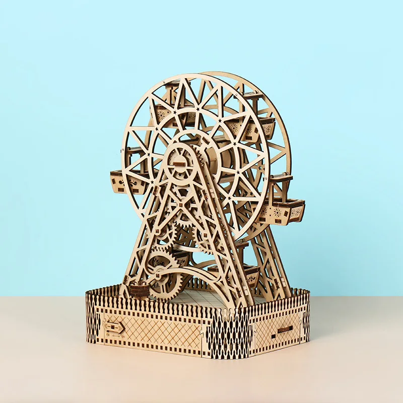 Manual DIY Wooden Dynamic Toy Puzzle Ferris Wheel Assembly Log Splicing Kit Unfinished Wood Shapes Pieces | Дом и сад