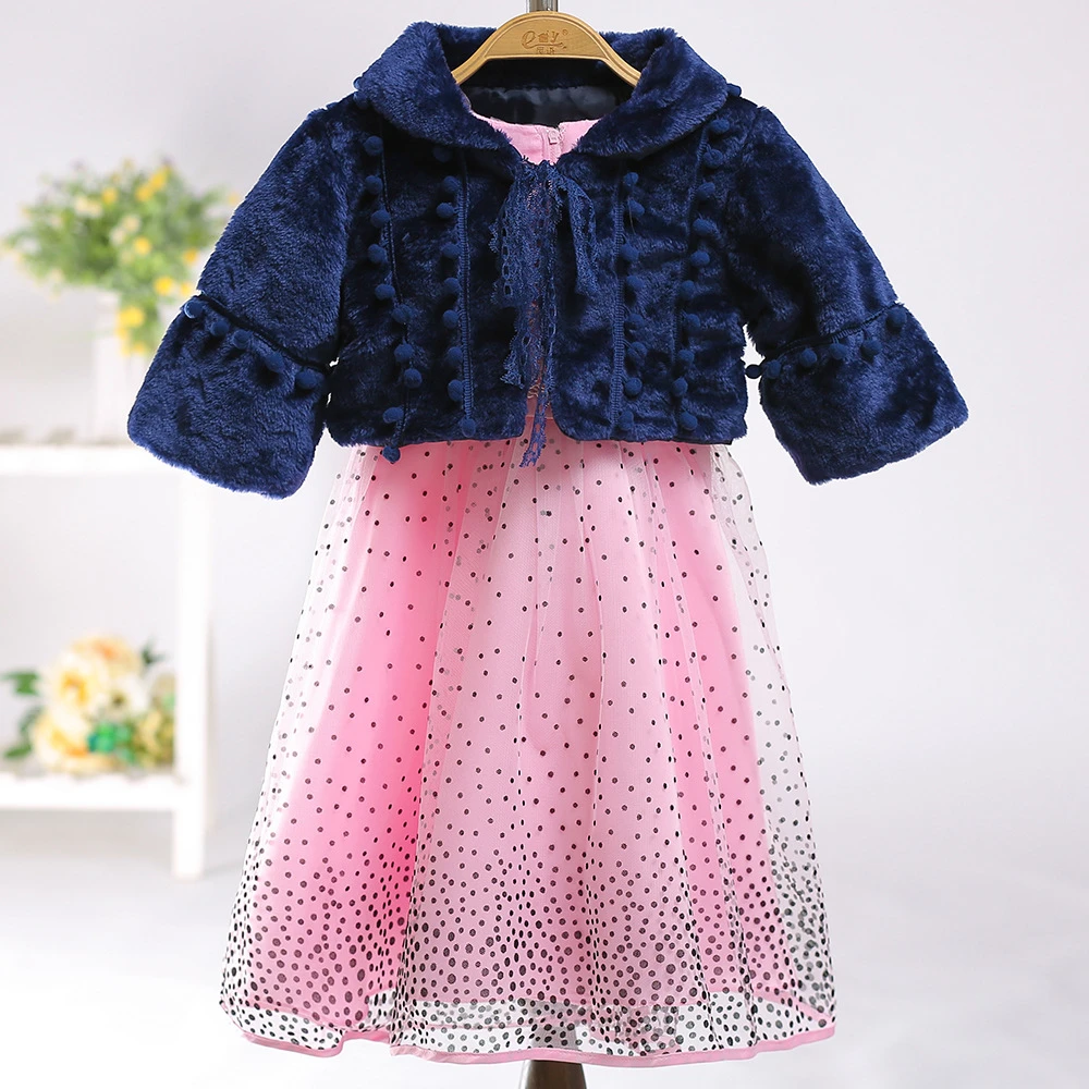 navy blue Новинка; теплый толстый плюшевый свадебный плащ с длинными рукавами; меховая накидка для подружки невесты; накидка для причастия; куртка-болеро с цветочным узором для девочек - Цвет: navy blue