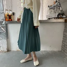 Простая однотонная облегающая плиссированная юбка с высокой талией