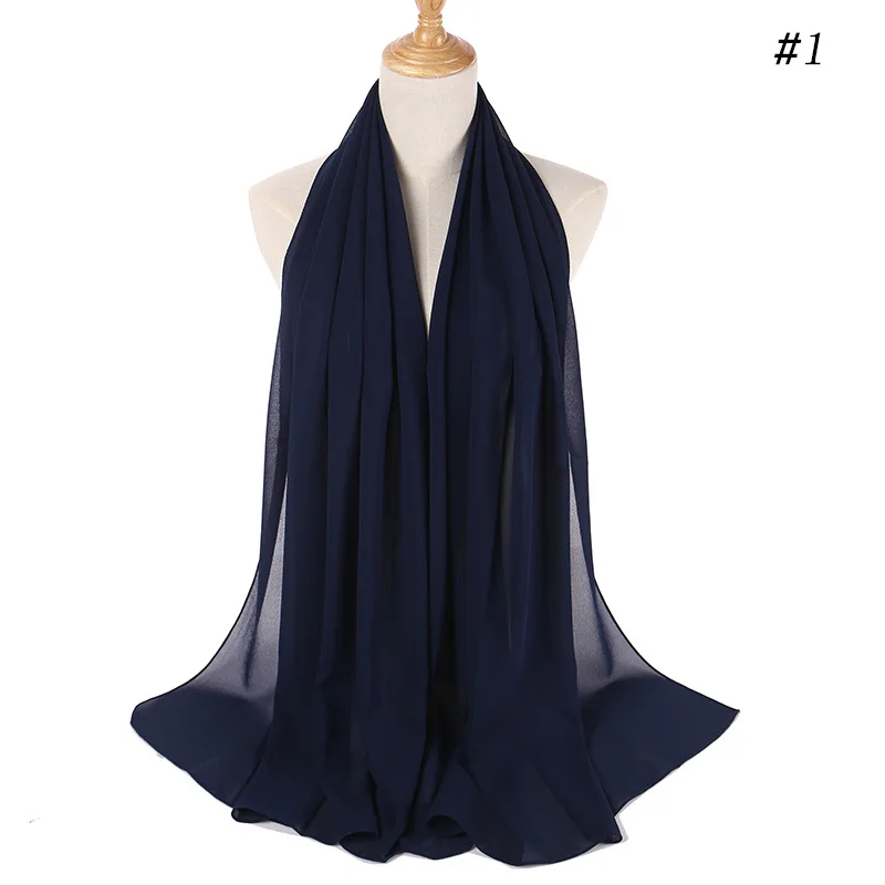Women Solid Color Chiffon Hijab Scarf Wrap Islamic Shawls Headband Muslim Hijabs Wrap Headscarf Scarves 40 Colors