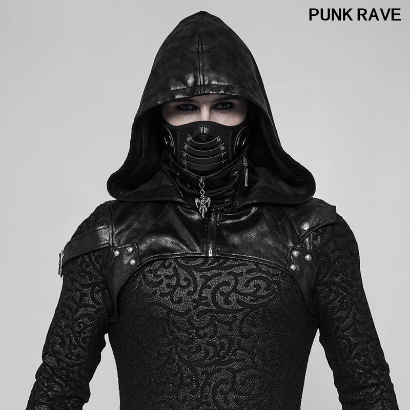Fashion personality Party Assassin Cospaly Hat Hooded cowboy Accessory Punk Rock Black Pu Leather caps Rave WS-275MZM |