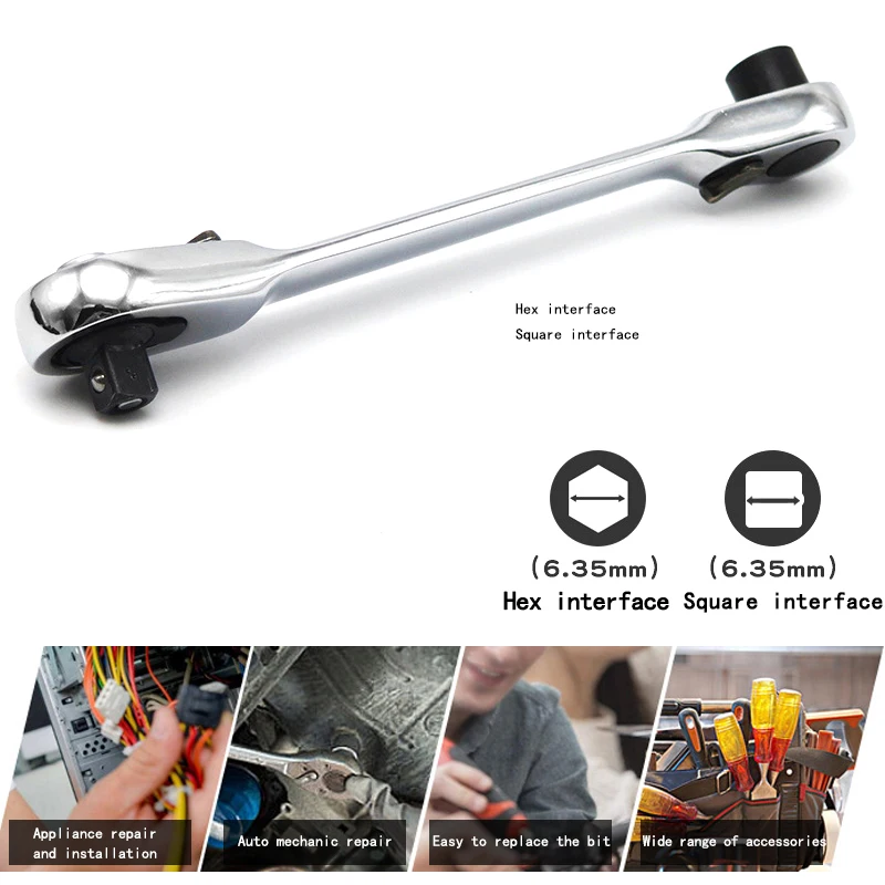 

Mini 1/4 inch Double Ended Quick Socket Ratchet Wrench Rod Screwdriver Bit Tool Contain 1 x Ratchet Handle Wrench