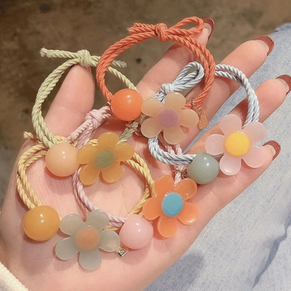 

Women's Headdress Acrylic Women Korean Version Simple Cute Color Flower Rubber Band Hair Rope