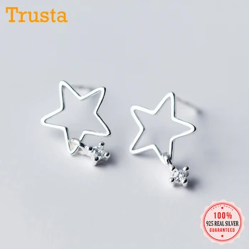 

Trusta 925 Sterling Silver Women's Jewelry Fashion Tiny 14mmX10mm Hollow Star Stud Earring Gift For Girls Kid Lady Madam DS242