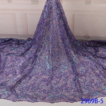 

Sequin Lace Fabric Wedding African Lace Fabric 2019 High Quality Lace Embroidery African Sequin Fabric For 5yards 2969b