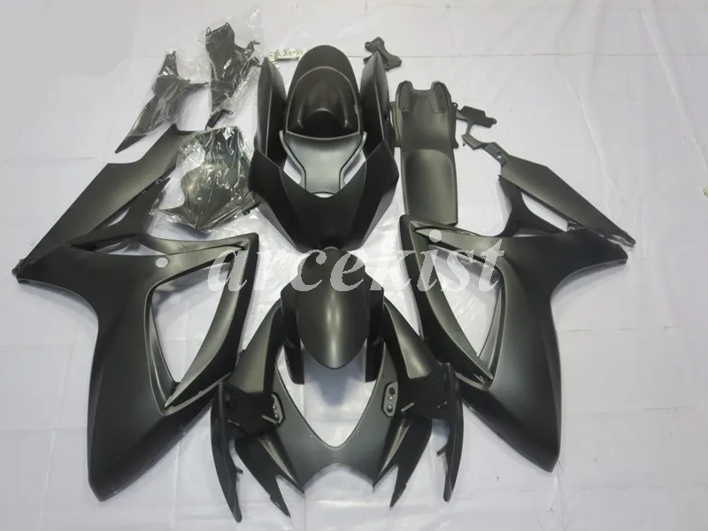 4 подарки ABS мотоцикл обтекатели комплект подходит для Suzuki GSX-R 600 750 2006 2007 06 07 GSXR600 GSXR750 все черный матовый