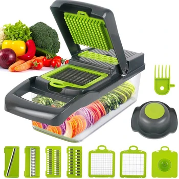 

Kitchen Accessories Multifunctional Vegetable Cutter Fruit Slicer Grater Shredders Drain Basket Mandoline Slicers 8 in 1 Gadgets