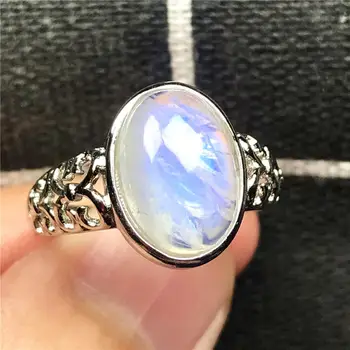 

Adjustable Ring Natural Moonstone Jewelry For Woman Lady Man Crystal 13x10mm Oval Beads Love Gift Strong Blue Light Stone AAAAA