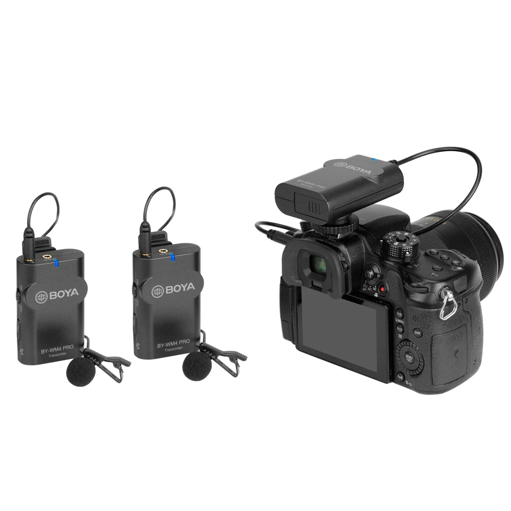 BOYA BY-WM4 Pro K2 двухканальный цифровой 2,4G беспроводной микрофон система для iPhone Android смартфон Canon Nikon DSLR камера ПК