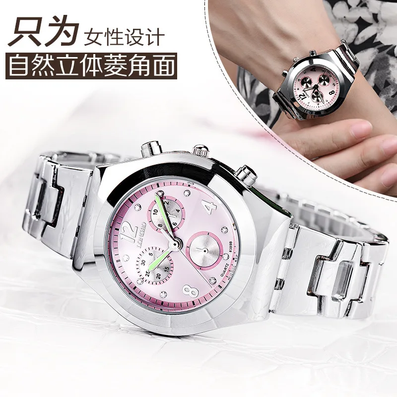 

LONGBO 8399-Style Steel Belt Fake Three Eye Diamond Set Ladies' Watch Trend Watch Personalized & Creative WOMEN'S Watch