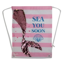 Рюкзак русалки с блестками на шнурке для женщин, школьная Спортивная пляжная дорожная сумка для покупок 517D