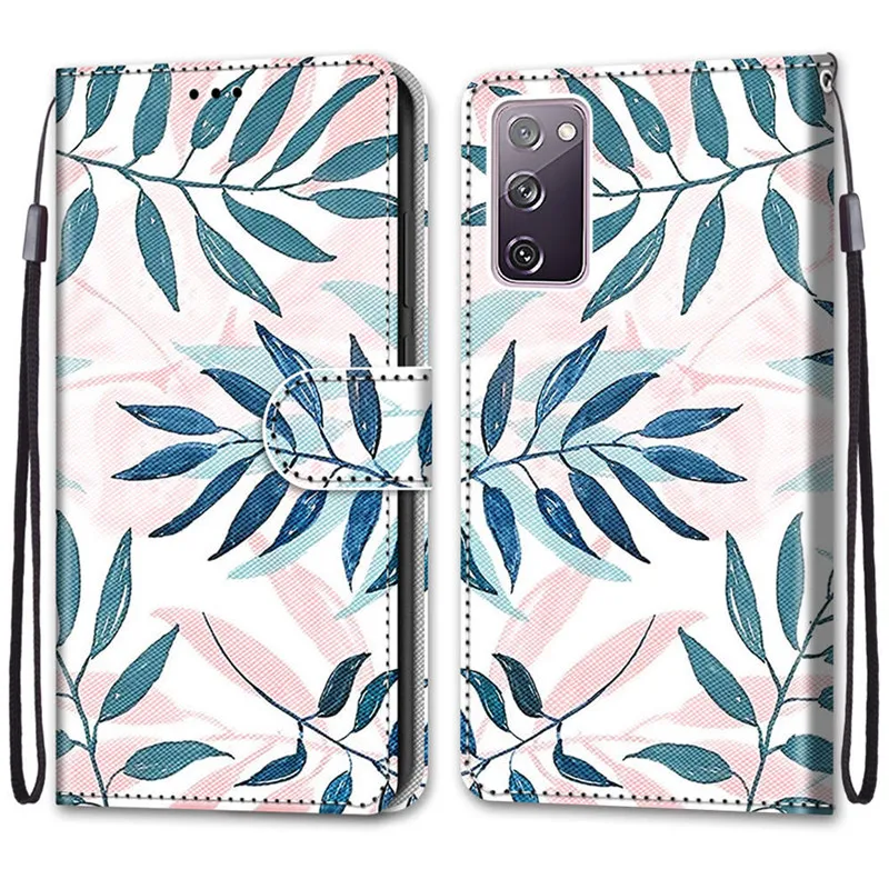 Stand Flip Phone Holster For Case Samsung Galaxy S20 FE S21 Ultra S20 S10 S9 Plus S10E S8 Case Cover Pattern Wallet Magnet Coque cute phone cases for samsung 