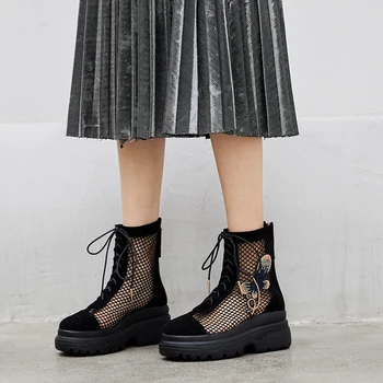 

Summer Women Wool Ankle Boots Cow Suede leather Short Boots Office Casual Shoes Woman Flats Platform Female Boots