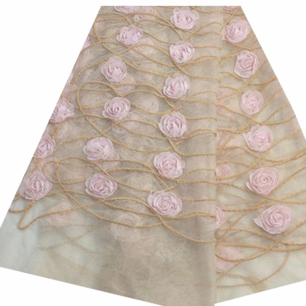 3D африканская кружевная ткань, Diy швейная одежда, шифоновая кружевная ткань для платья, сетка, тюль, Лоскутная вышитая кружевная ткань