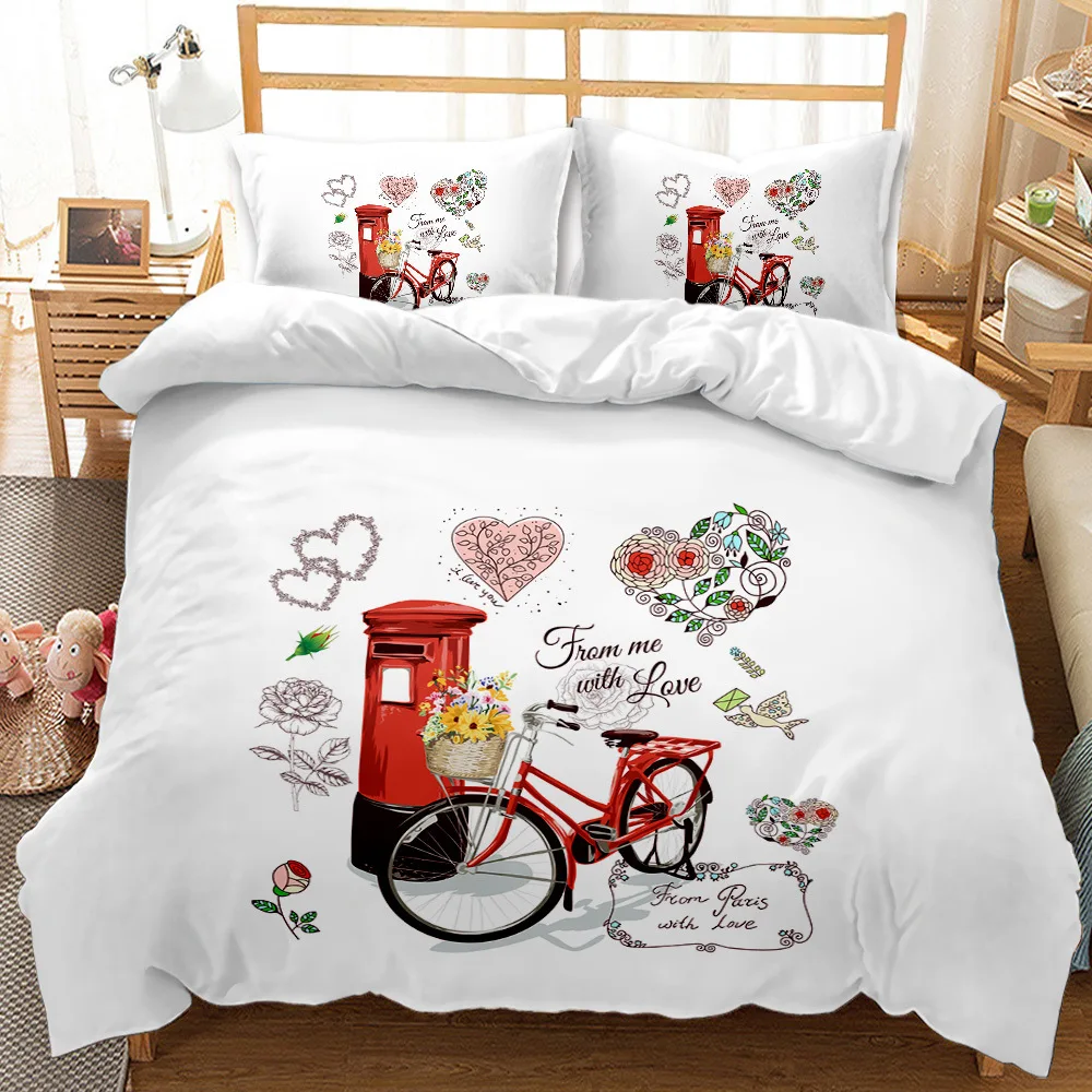 British Style Europe Valentine's Day 3D Print Comforter Bedding Set Queen Twin Single Size Duvet Cover Set Pillowcase Luxury