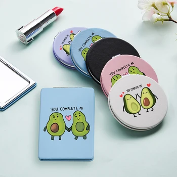 

Cartoon Avocado Makeup Mirror with Double Sides for Lady Funny Travel Portable Magnifying Pocket Compact Cosmetic Vanity Mirrors