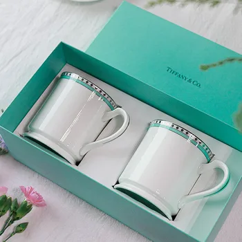 

Ceramic Tea Mugs Breakfast Milk Coffee Cup Drinkware Double Cups With Gifts Box & Bag Kitchen Drinking Utensils Wedding Gifts